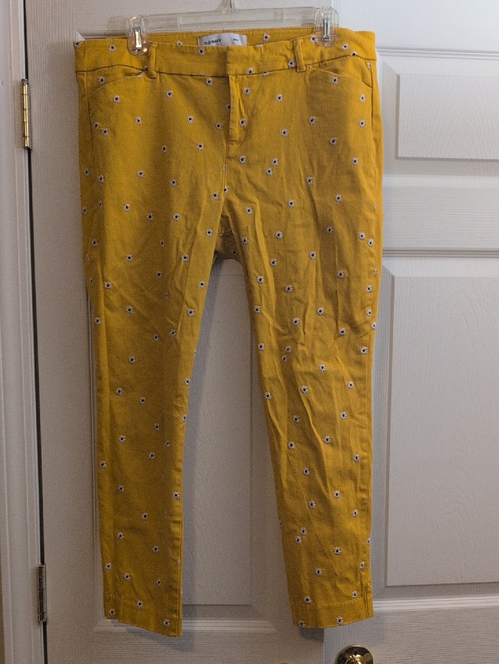 Old Navy Mustard Yellow Floral Pixie Pants